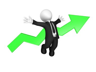 3d küçük işletme insanları. Büyüme kavramı.