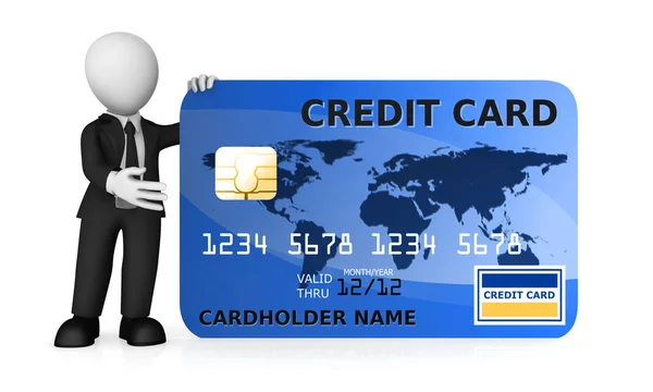 クレジットカードで3D白人ビジネスマン. — ストック写真
