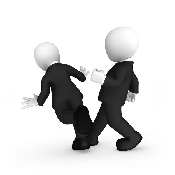 3d business people. Trip and fall down. Competition in business. — Stock Photo, Image