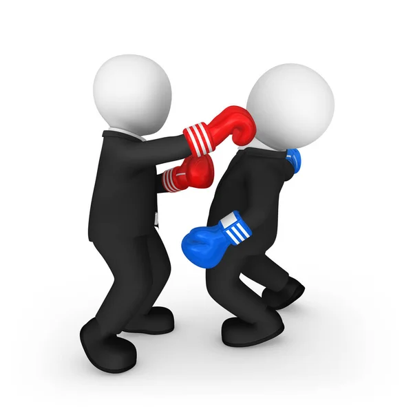 3d business people. Box and hard punch. Competition in business. — Stock Photo, Image