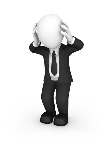 Sad 3d businessman. Stress concept. — Stock Photo, Image