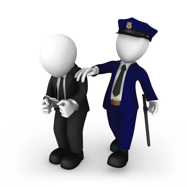 Le policier 3D escorte l'homme d'affaires — Photo