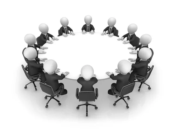 3d business people sit at a round table. Support team. — Stock Photo, Image