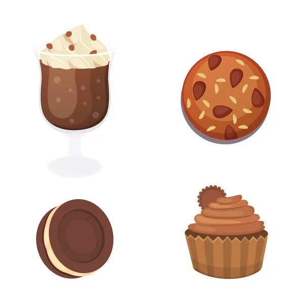Иконы шоколадного десерта. Органический вектор питания — стоковый вектор