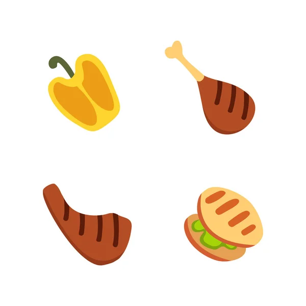 Set di icone per barbecue. Griglia cibo, barbecue, arrosto, bistecca cartone animato vettoriale illustrazione . — Vettoriale Stock
