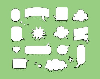 Konuşma balonu tasarım şablonu ayarlayın. Retro tarzı resimde vektör.