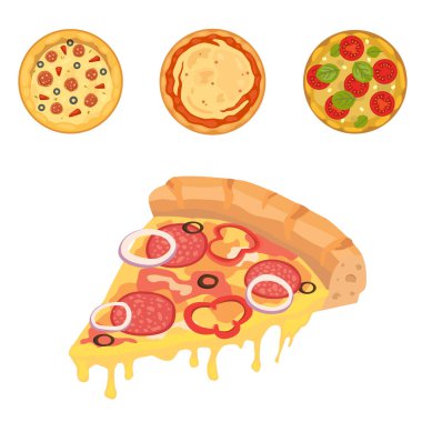 İnce dilimlenmiş sucuk popüler pizza var. İtalyan aşçı ve pizza teslimat.
