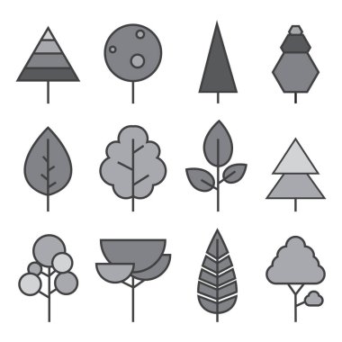 Ayarla vektörünü ağaçlar satır. Orman yaratıcı simgeler