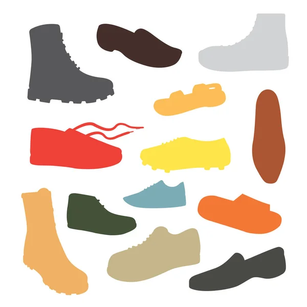 Mężczyzna buty sezonu w płaski. Ilustracja na białym tle wektor zestaw Buty Mężczyźni — Wektor stockowy