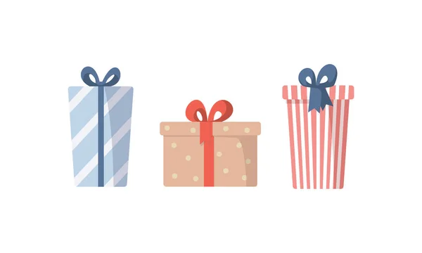 Conjunto vectorial de coloridas cajas de regalo. Un montón de regalos de caja . — Vector de stock