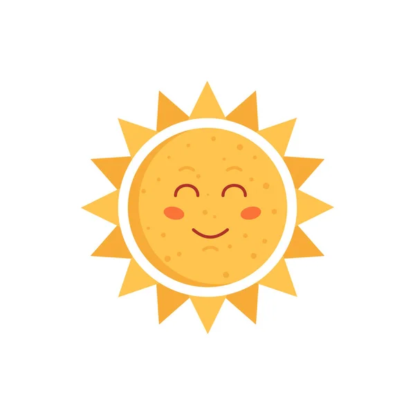 Engraçado vetor desenhado à mão ilustração do sol. Ícone bonito do emoticon do sol. Emoji de rosto ensolarado verão . — Vetor de Stock