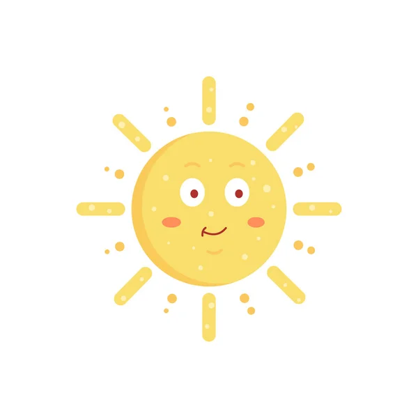 Engraçado vetor desenhado à mão ilustração do sol. Ícone bonito do emoticon do sol. Emoji de rosto ensolarado verão . — Vetor de Stock