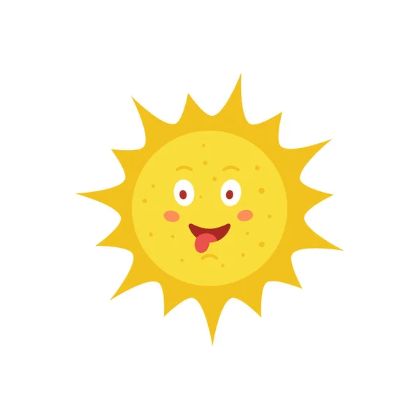 Engraçado vetor desenhado à mão ilustração do sol. Ícone bonito do emoticon do sol. Emoji de rosto ensolarado verão . — Vetor de Stock