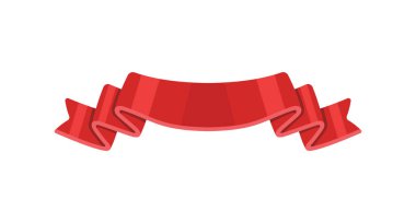 Beyaz arka plan üzerinde izole kırmızı kurdele simgesi.