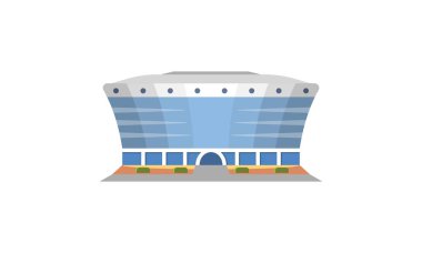 Karikatür tarzında spor stadyum ön görüş vektörü. Şehir Arenası dış illüstrasyon.