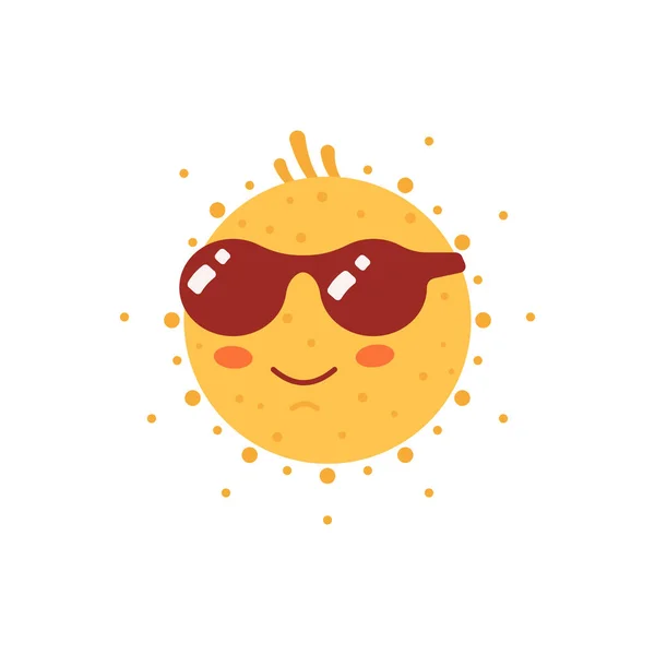 Engraçado vetor desenhado à mão ilustração do sol. Ícone bonito do emoticon do sol. Emoji de rosto ensolarado verão . — Vetor de Stock
