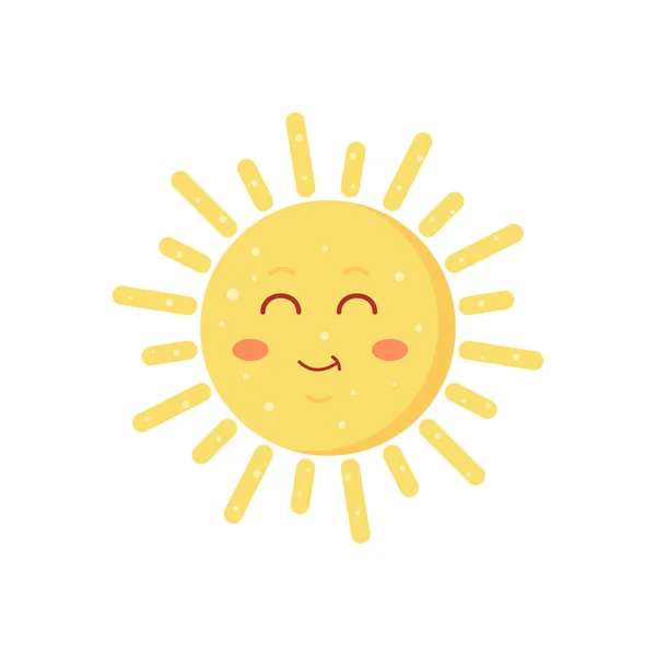 Divertido vector dibujado a mano ilustración del sol. Lindo icono emoticono sol. Verano cara soleada emoji . — Archivo Imágenes Vectoriales