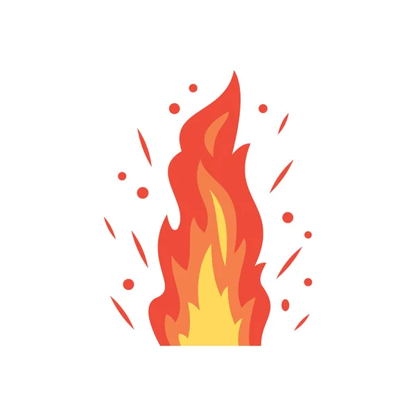 Tűz lángjai vektor ikon rajzfilm stílusban. Tűzgolyó illusztráció. — Stock Vector