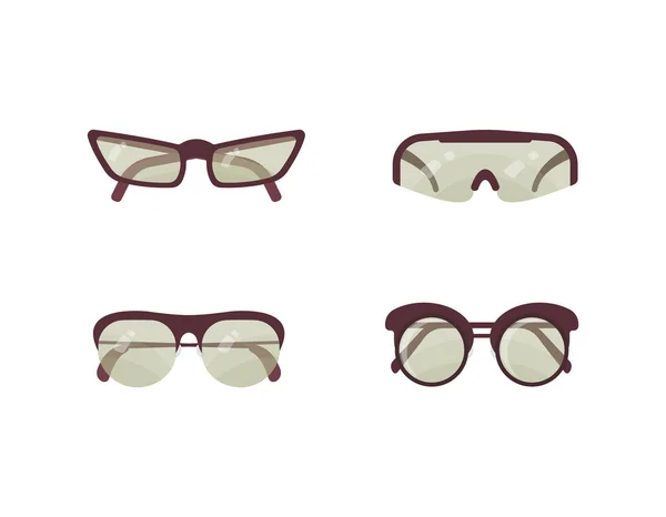 Zestaw wektorowych okularów przeciwsłonecznych. Kolekcja okularów z tworzywa sztucznego. Letnia ochrona przeciwsłoneczna. — Wektor stockowy