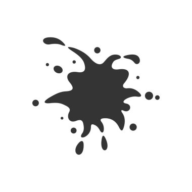 Siyah boya leke vektör simgesi. Karikatür boya mürekkep splashe.