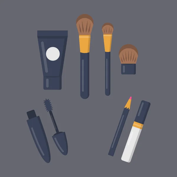 Make up cosmetics set of vector icons in cartoon style. Beauty salon and woman cosmetic magazine illustrations.