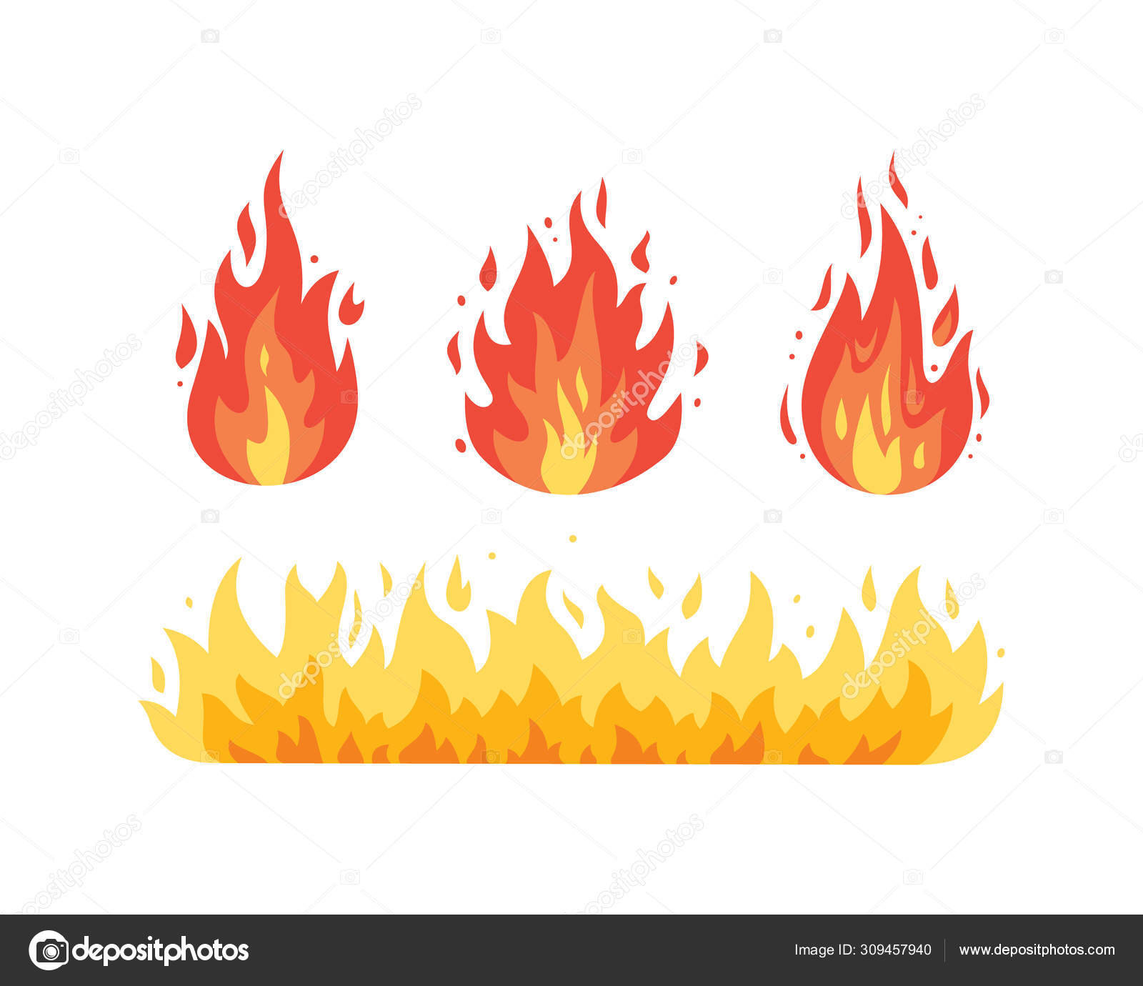 Anime fire illustration.Fire and flames Stock Illustration