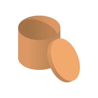 Beyaz arka planda karikatür tarzında izometrik ambalaj karton kutu vektör illüstrasyon.