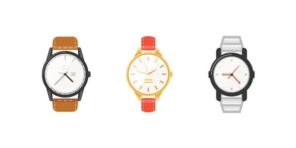 Relógios clássicos conjunto de ícones vetoriais. Assista para homem de negócios, smartwatch e coleção de relógios de moda . — Vetor de Stock