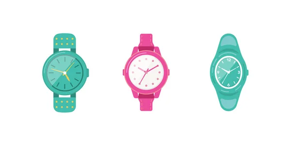 Relojes clásicos conjunto de iconos vectoriales. Reloj para hombre de negocios, reloj inteligente y relojes de moda colección . — Vector de stock