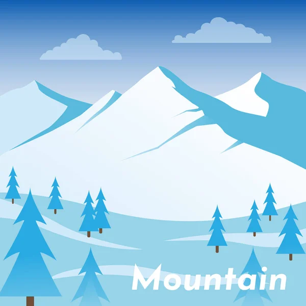 Mountains landscape illustration. Vector mountain and forest with hills and trees illustration. — Stock Vector