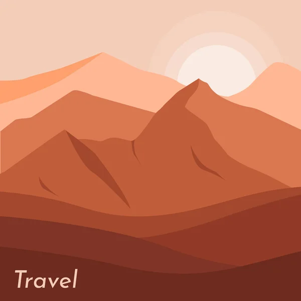 Mountains landscape illustration. Desert mountain and hills landscape.