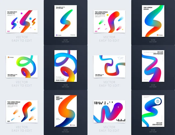 Zestaw. Streszczenie projektu Broszura cover, creative ulotki A4 z kolorowe kształty geometryczne dla marki, marketing kit — Wektor stockowy
