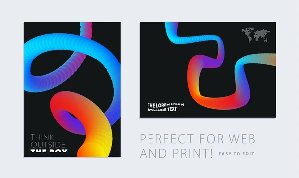 Listos. Funda de folleto de diseño abstracto, folleto creativo en A4 con formas geométricas coloridas para la marca, kit de marketing — Vector de stock