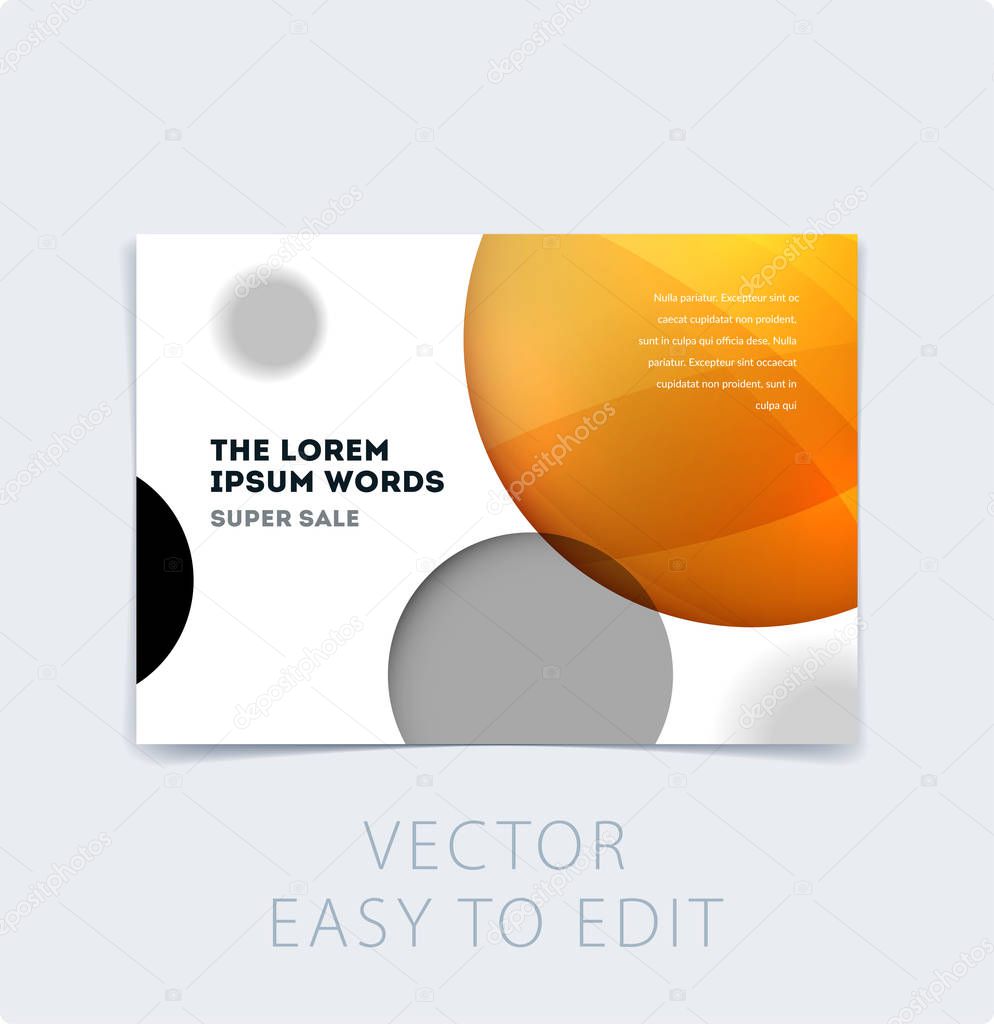 Abstract design brochure cover, creative flyer in A4 with colourful round shapes for branding, marketing kit
