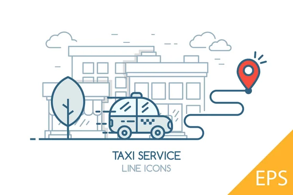 Service de taxi. icônes de ligne d'illustration vectorielle design moderne — Image vectorielle