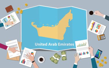 Birleşik Arap Emirlikleri BAE ülke büyüme ulus takım tartışmak top vektör çizim den katlama haritalar manzaralı