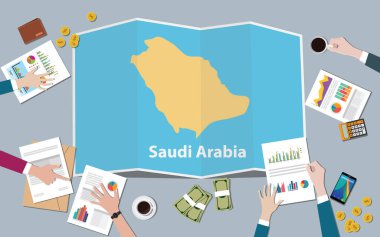 Suudi Arabistan ülke büyüme ulus takım tartışmak top vektör çizim den katlama haritalar manzaralı