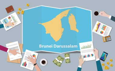Brunei darussalam ülke büyüme ulus takım tartışmak top vektör çizim den katlama haritalar manzaralı