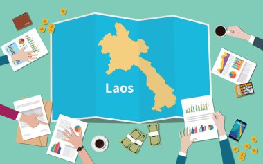 Laos ülke büyüme ulus takım tartışmak top vektör çizim den katlama haritalar manzaralı