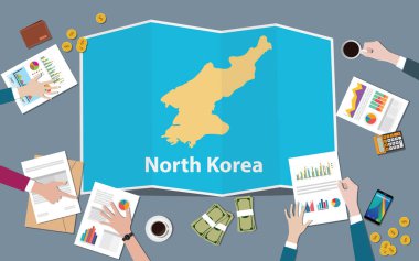 Kuzey Kore ülke büyüme ulus takımı tartışmak top vektör çizim den katlama haritalar manzaralı