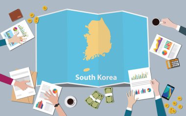 Güney Kore ülke büyüme ulus takım tartışmak top vektör çizim den katlama haritalar manzaralı