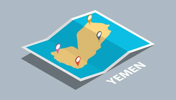 explore yemen maps with isometric style and pin marker location tag on top vector illustration