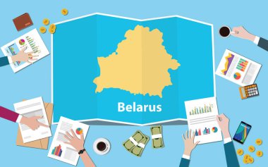 Beyaz Rusya ekonomisi ülke büyüme ulus takımı tartışmak top vektör çizim den katlama haritalar manzaralı