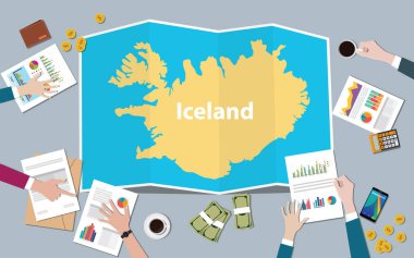 İzlanda ekonomisinin ülke büyüme ulus takım tartışmak top vektör çizim den katlama haritalar manzaralı