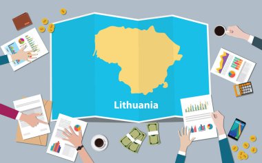 Litvanya ekonomisi ülke büyüme ulus takım tartışmak top vektör çizim den katlama haritalar manzaralı