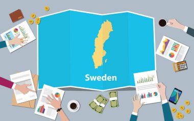 İsveç ekonomi ülke büyüme ulus takımı tartışmak top vektör çizim den katlama haritalar manzaralı