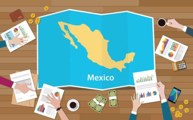 Meksika ekonomisi ülke büyüme ulus takımı tartışmak top vektör çizim den katlama haritalar manzaralı