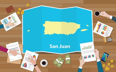 san juan ekonomi ülke büyüme ulus takım tartışmak top vektör çizim den katlama haritalar manzaralı