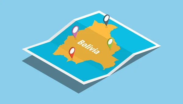 explore bolivia maps with isometric style and pin location tag on top vector illustration