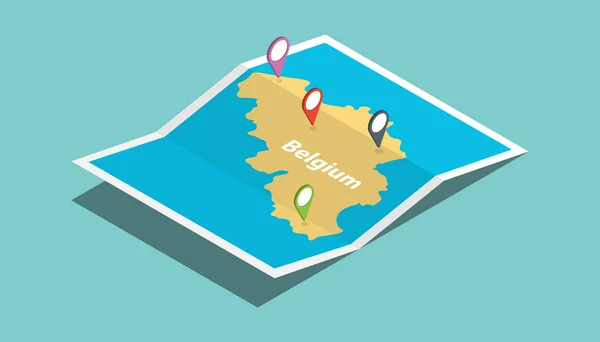 Belgium Explore Maps Isometric Style Pin Location Tag Top Vector — стоковый вектор